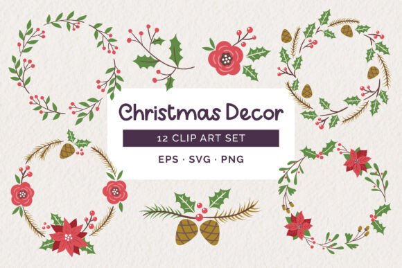 Christmas Floral Wreaths and Elements