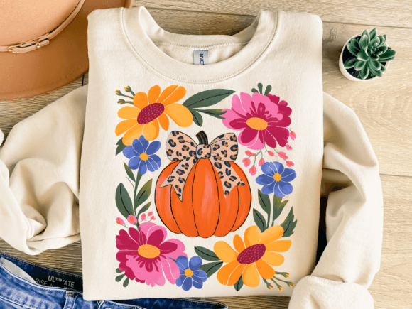 Coquette Pumpkin Floral Sublimation PNG