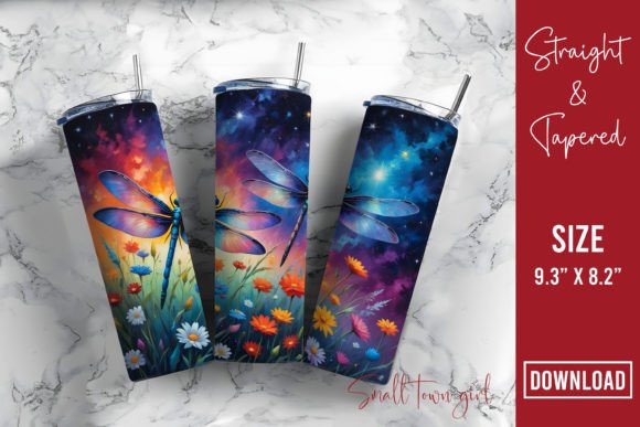 Dragonfly Floral Tumbler Png
