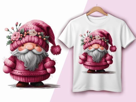 Festive Pink Floral Christmas Gnome
