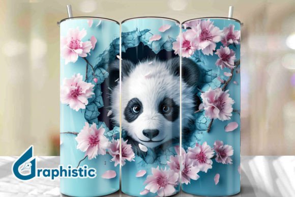 Floral Panda Break Hole Tumbler Wrap 35