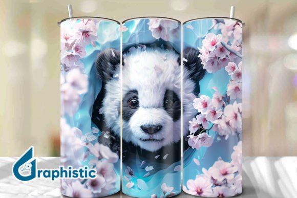 Floral Panda Break Hole Tumbler Wrap 38
