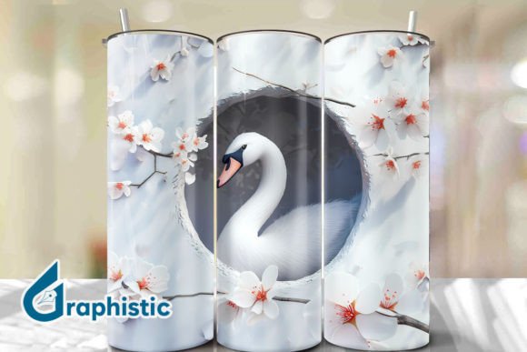 Floral Swan Break Hole Tumbler Wrap 32