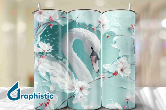 Floral Swan Break Hole Tumbler Wrap 36