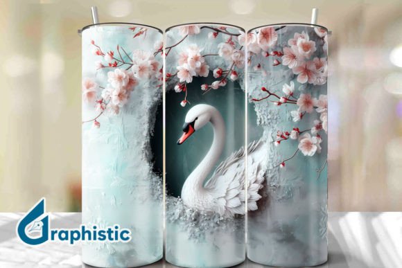 Floral Swan Break Hole Tumbler Wrap 37