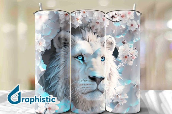 Lion Floral Break Through Tumbler PNG25