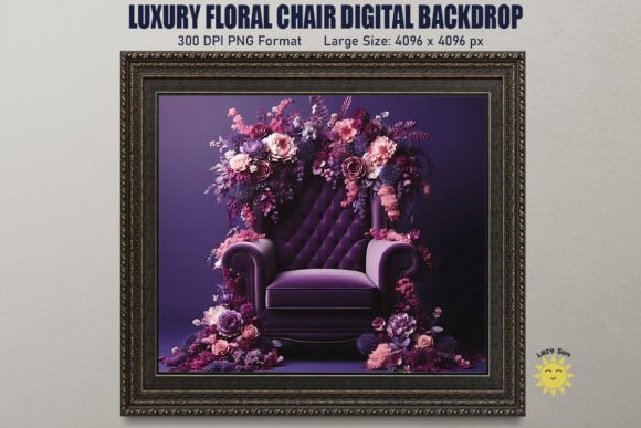 Luxury Floral Chair Digital Backdrop