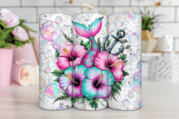 Mermaid Tail Floral Tumbler Wrap