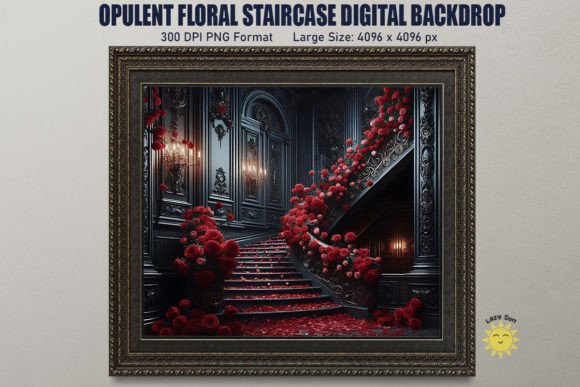 Opulent Floral Staircase Backdrop