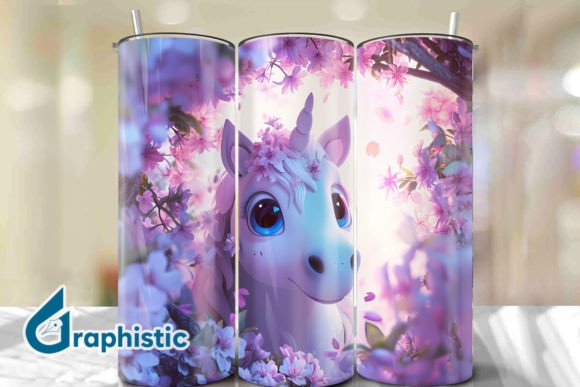 Valentine Unicorn Floral Tumbler Wrap 21