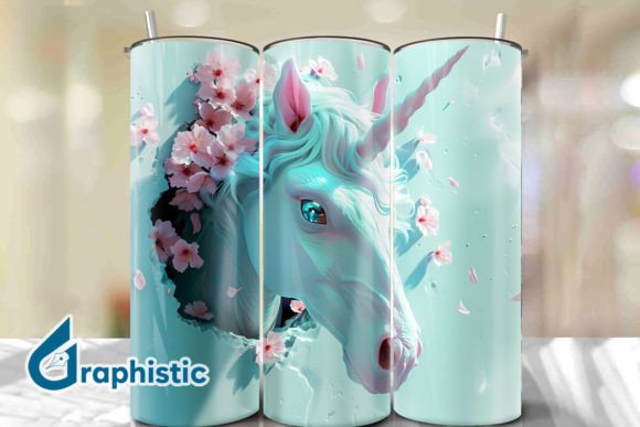 Valentine Unicorn Floral Tumbler Wrap 37