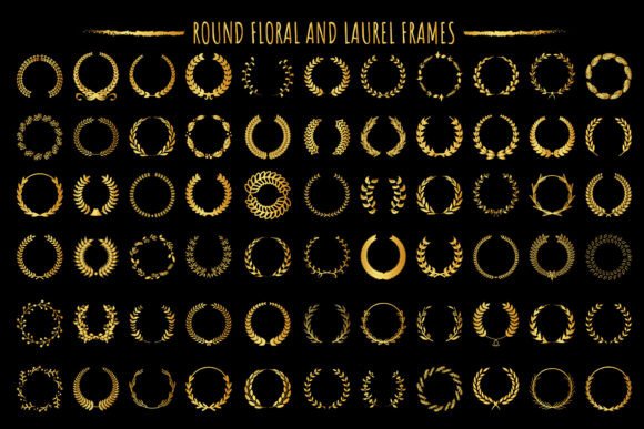 Various Round Floral and Laurel Frames
