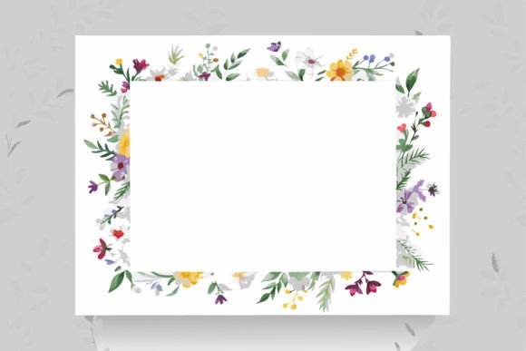 Watercolor Floral Frame with Wildflowers