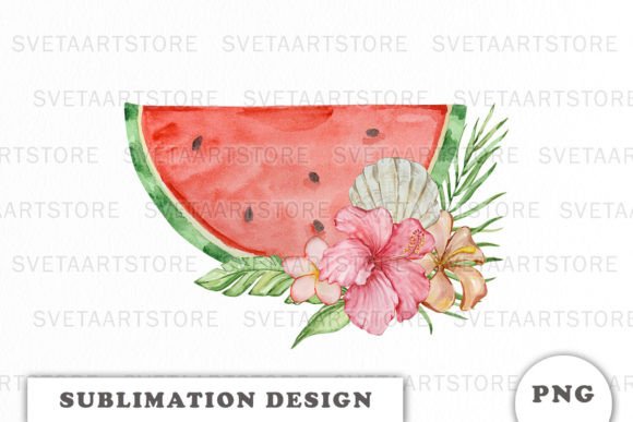 Watercolor Watermelon Tropical PNG