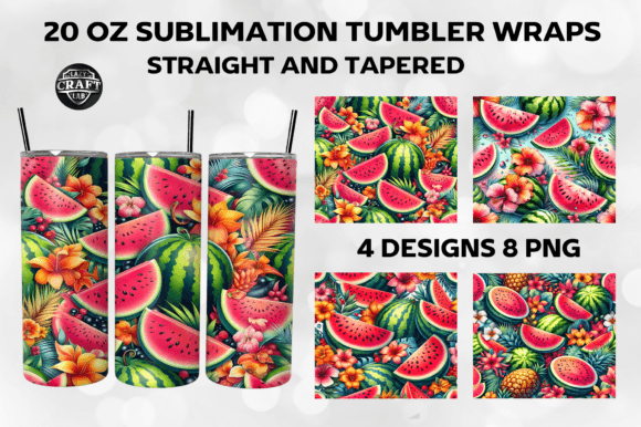Watermelons Tropical Floral Tumbler Wrap